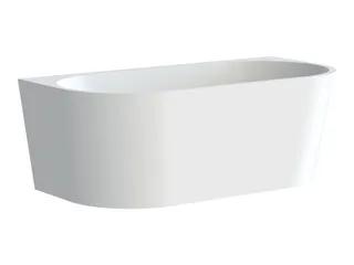 Fristående, vitt badkar med matt yta och rundade hörn.