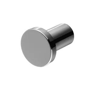 Kromfärgad, cylindrisk badrumskrok med rundad topp mot vit bakgrund.