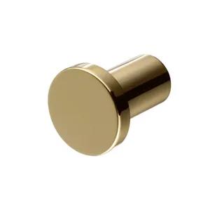 Mässingfärgad badrumskrok med rund, slät front och cylindrisk bas.