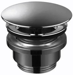 Silverfärgad pop-up diskho-propp med rund topp och gängad nedre del.