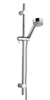 Duschset med justerbar stång i krom, avtagbart duschhuvud och flexibel slang.