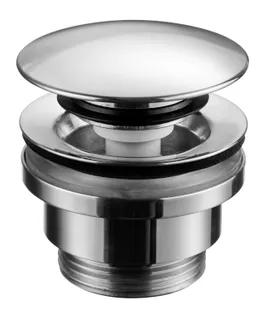 Kromad bottenventil med pop-up-funktion, cylindrical form och flera delar synliga.