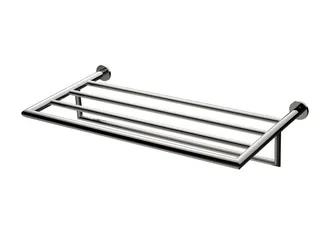Kromad handdukshylla med tre stänger och väggmontering.