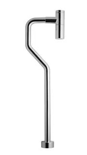 Kromfärgat S-format avloppsrör med runda anslutningar i båda ändar.