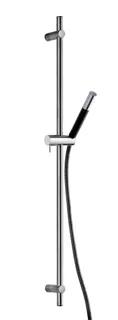Duschstång i krom med höj- och sänkbar hållare och slang med duschhandtag. Minimalistisk design.
