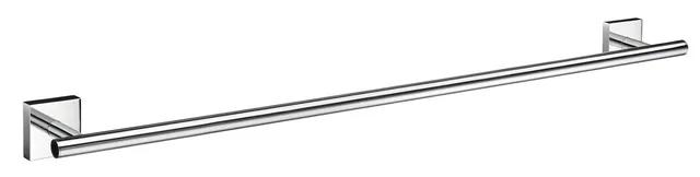 Kromad mässingsstav med rektangulära väggfästen.