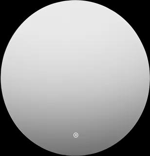 Rund spegel med en liten cirkel längst ner på ytan.